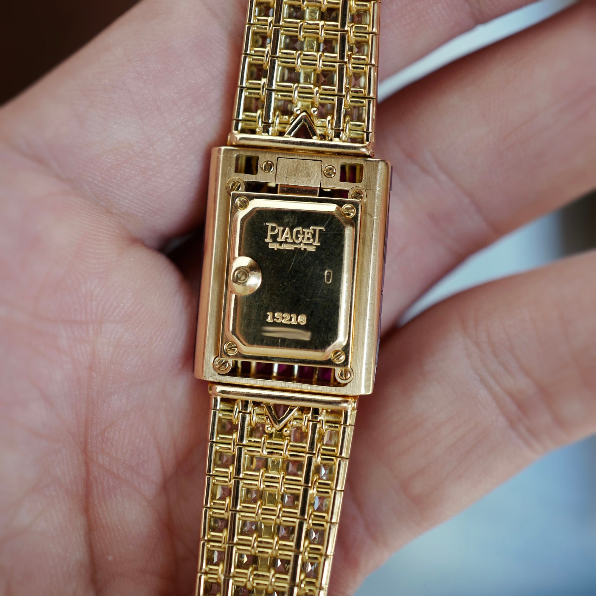 Piaget - Piaget Yellow Gold Baguette Diamond &amp; Ruby Cover Watch - The Keystone Watches