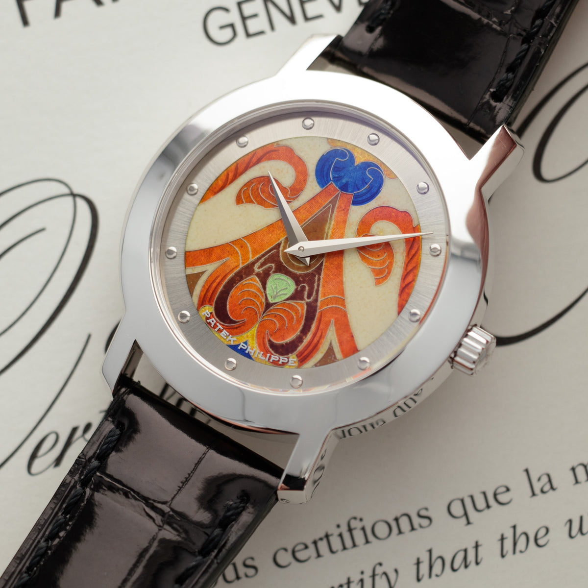Patek Philippe Rare White Gold Cloisonne Middle Ages Set of 4 Watches Ref. 5075