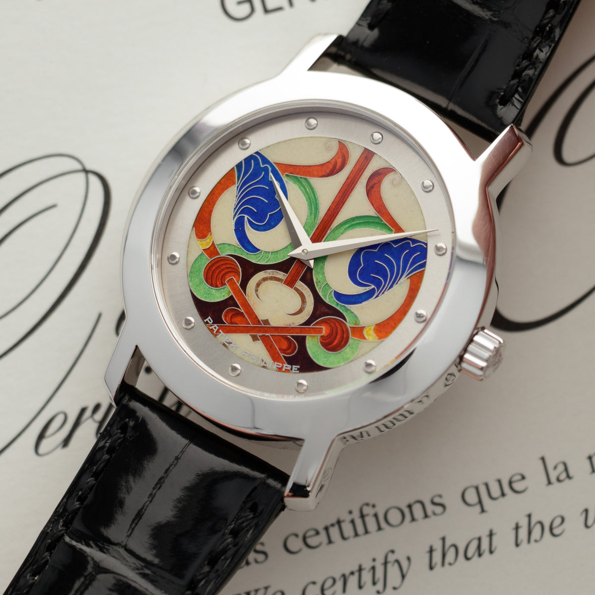 Patek Philippe Rare White Gold Cloisonne Middle Ages Set of 4 Watches Ref. 5075