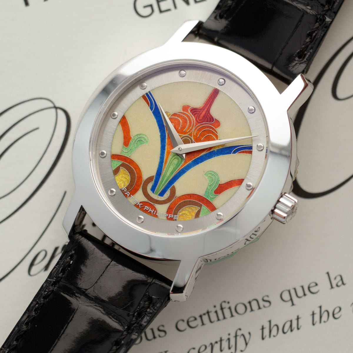 Patek Philippe Rare White Gold Cloisonne Middle Ages Set of 4 Watches Ref. 5075
