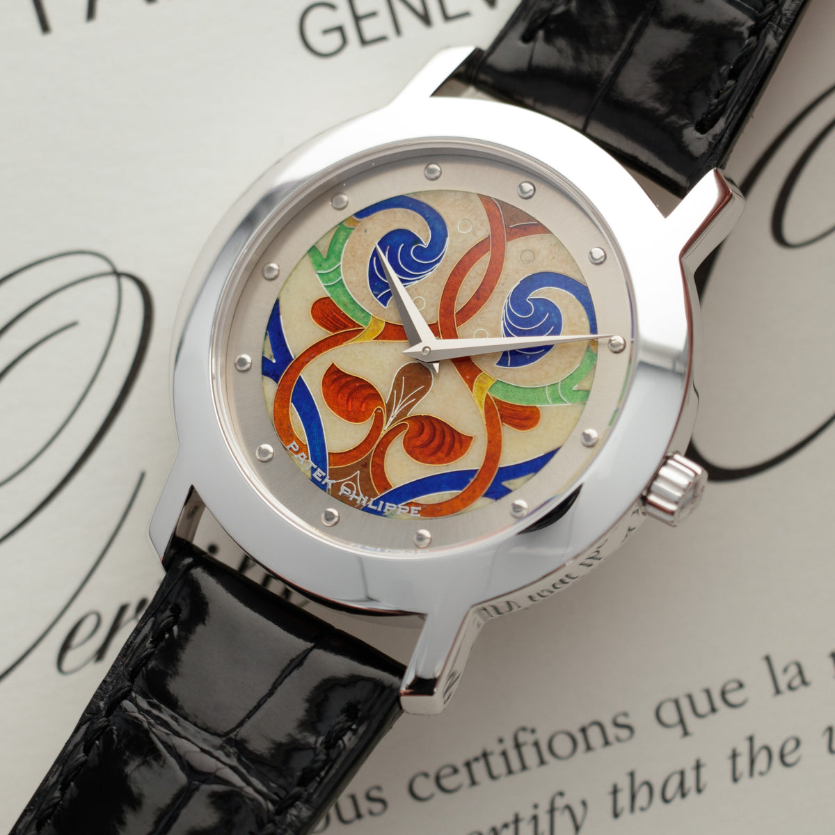 Patek Philippe Rare White Gold Cloisonne Middle Ages Set of 4 Watches Ref. 5075