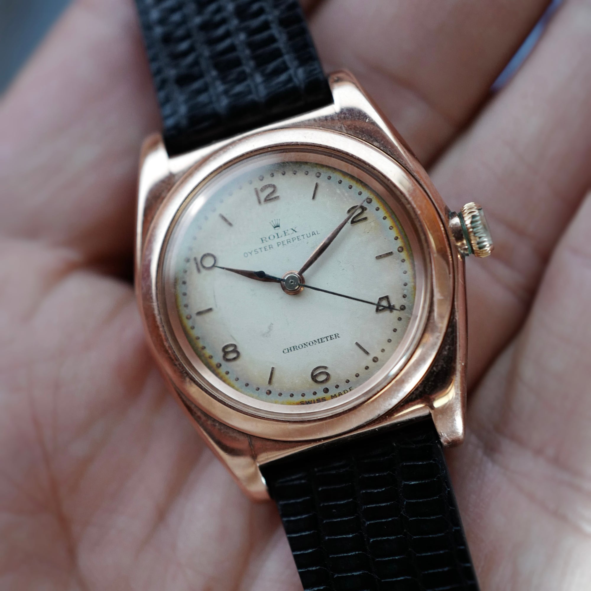 Rolex - Rolex Rose Gold and Steel Back Bubbleback Watch - The Keystone Watches