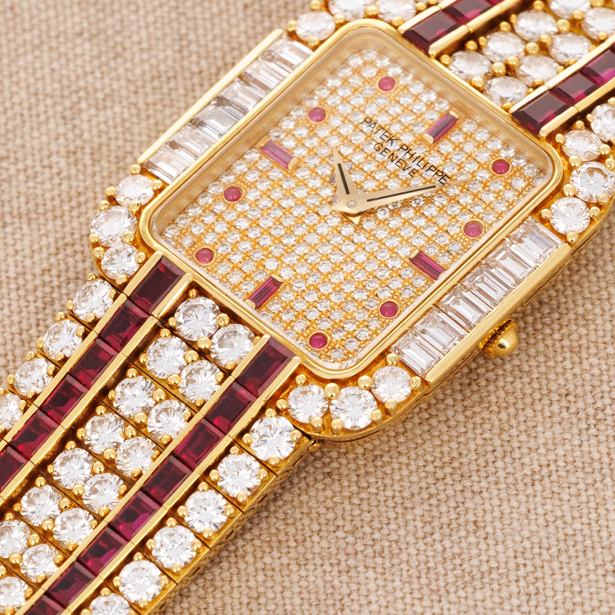 Patek Philippe Yellow Gold Diamond &amp; Ruby Watch Ref. 3968