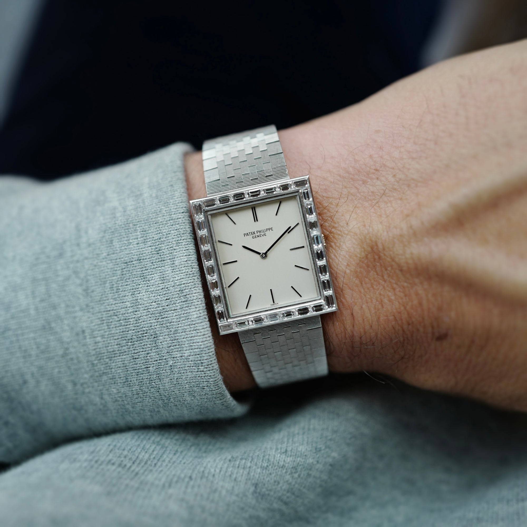 Patek Philippe White Gold Baguette Diamond Watch Ref. 3540 (New Arrival)