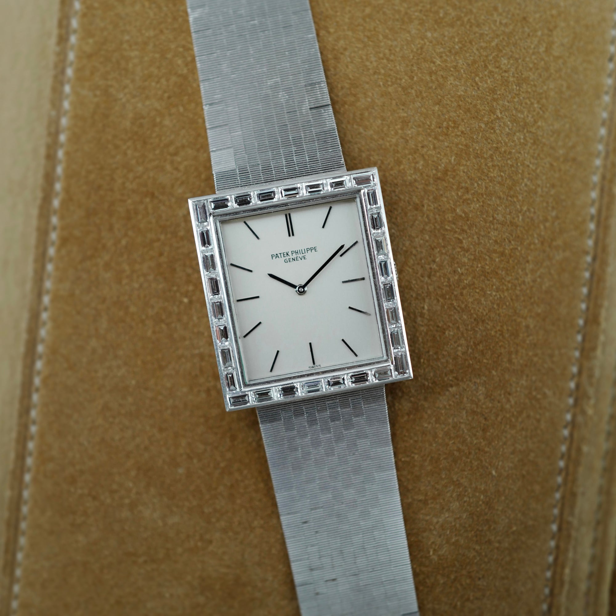 Patek Philippe White Gold Baguette Diamond Watch Ref. 3540 (New Arrival)