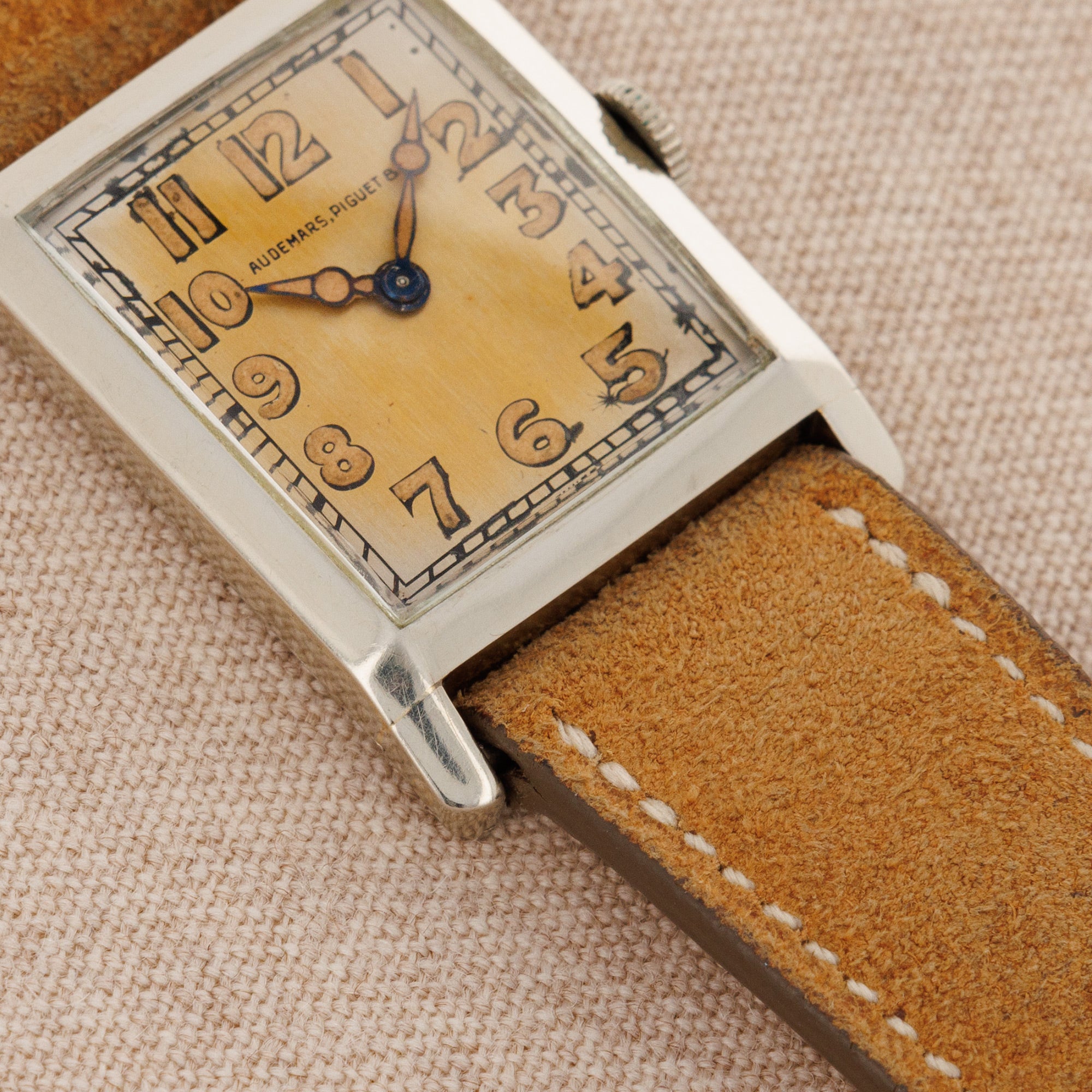 Audemars Piguet - Audemars Piguet White Gold Tank Watch with Luminous Arabic Numerals - The Keystone Watches