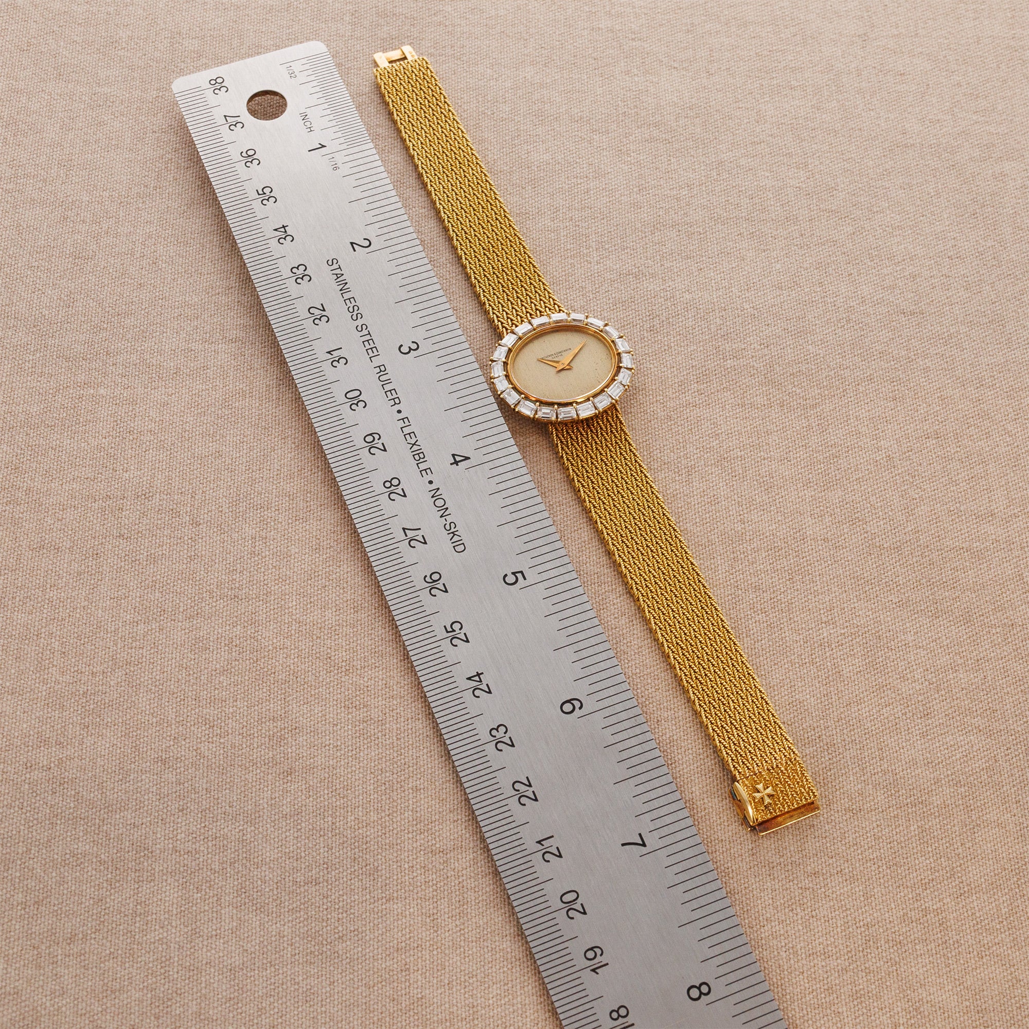 Vacheron Constantin Yellow Gold Watch with Baguette Diamonds