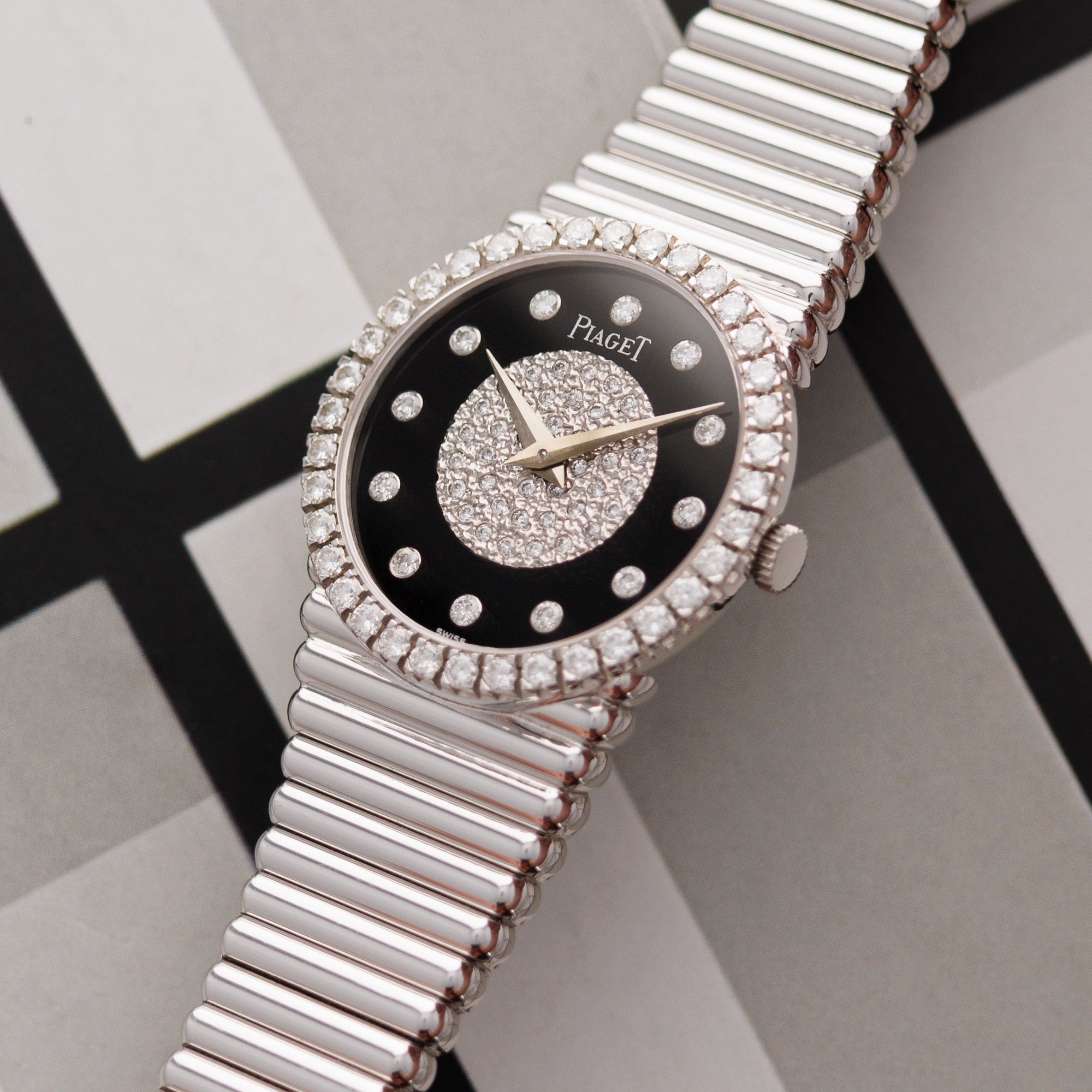 Piaget - Piaget White Gold, Onyx and Diamond Watch Ref. 9706510 - The Keystone Watches