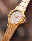 Cartier - Cartier Yellow Gold Santos Round with Pave Diamond Dial - The Keystone Watches