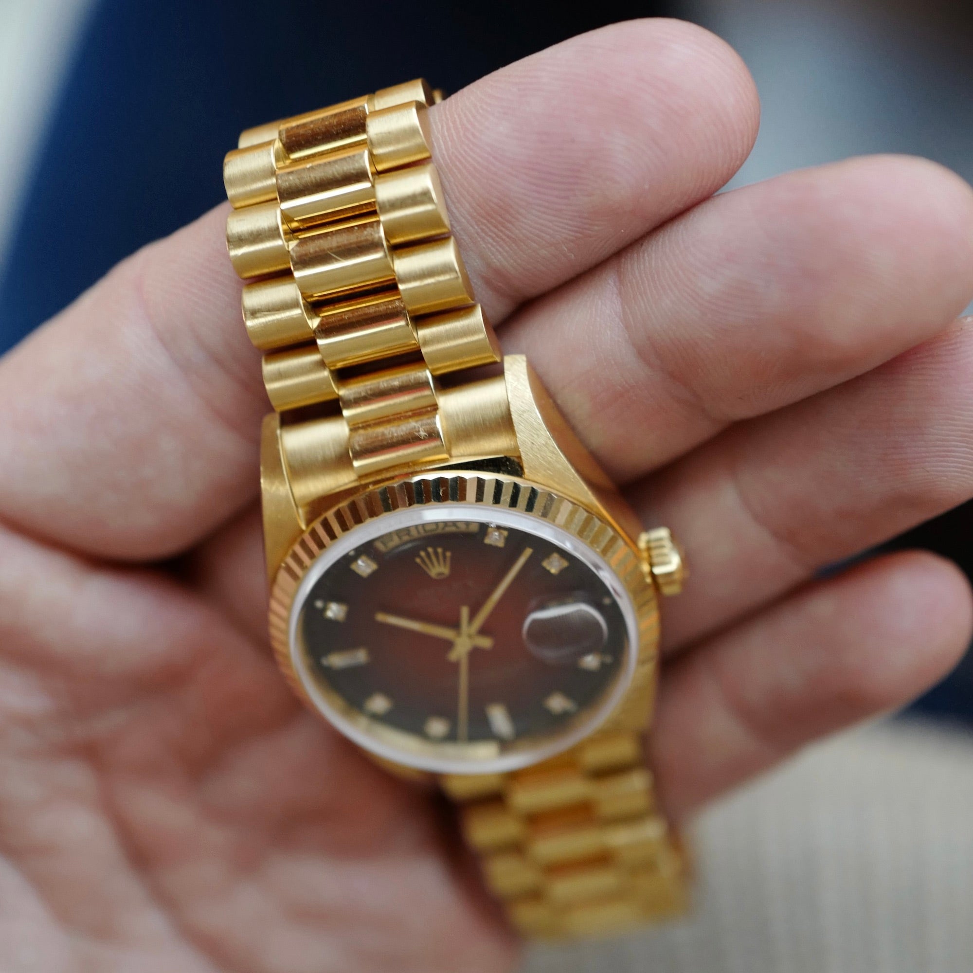 Rolex Yeloow Gold Day Date Ref. 18238 with Red Vignette Dial