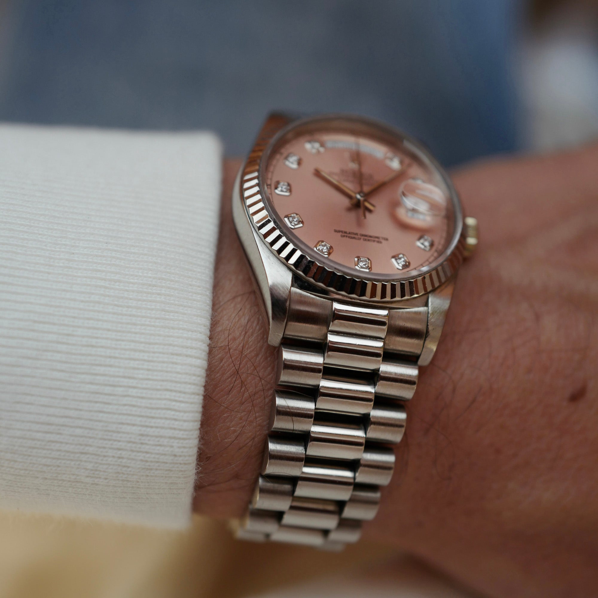 Rolex - Rolex White Gold Day Date Ref. 18239 with Salmon Dial - The Keystone Watches