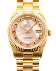 Rolex Yellow Gold Day-Date 18238 with Mother of Pearl and Ruby String Dial