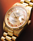 Rolex Yellow Gold Day-Date 18238 with Mother of Pearl and Ruby String Dial