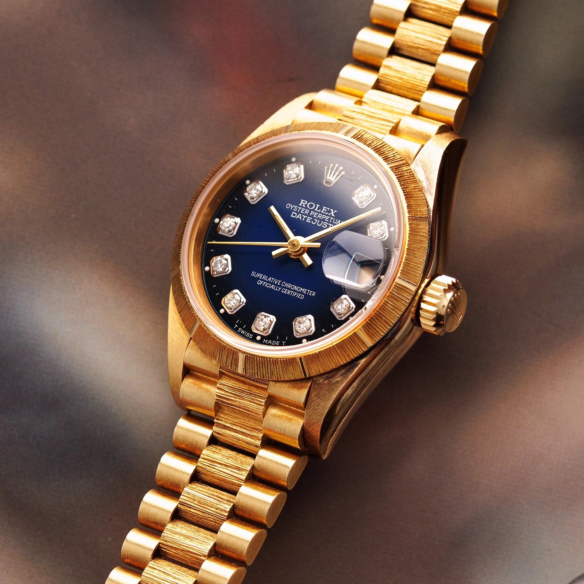 Rolex Yellow Gold Datejust Ref. 69278 with Blue Vignette Dial