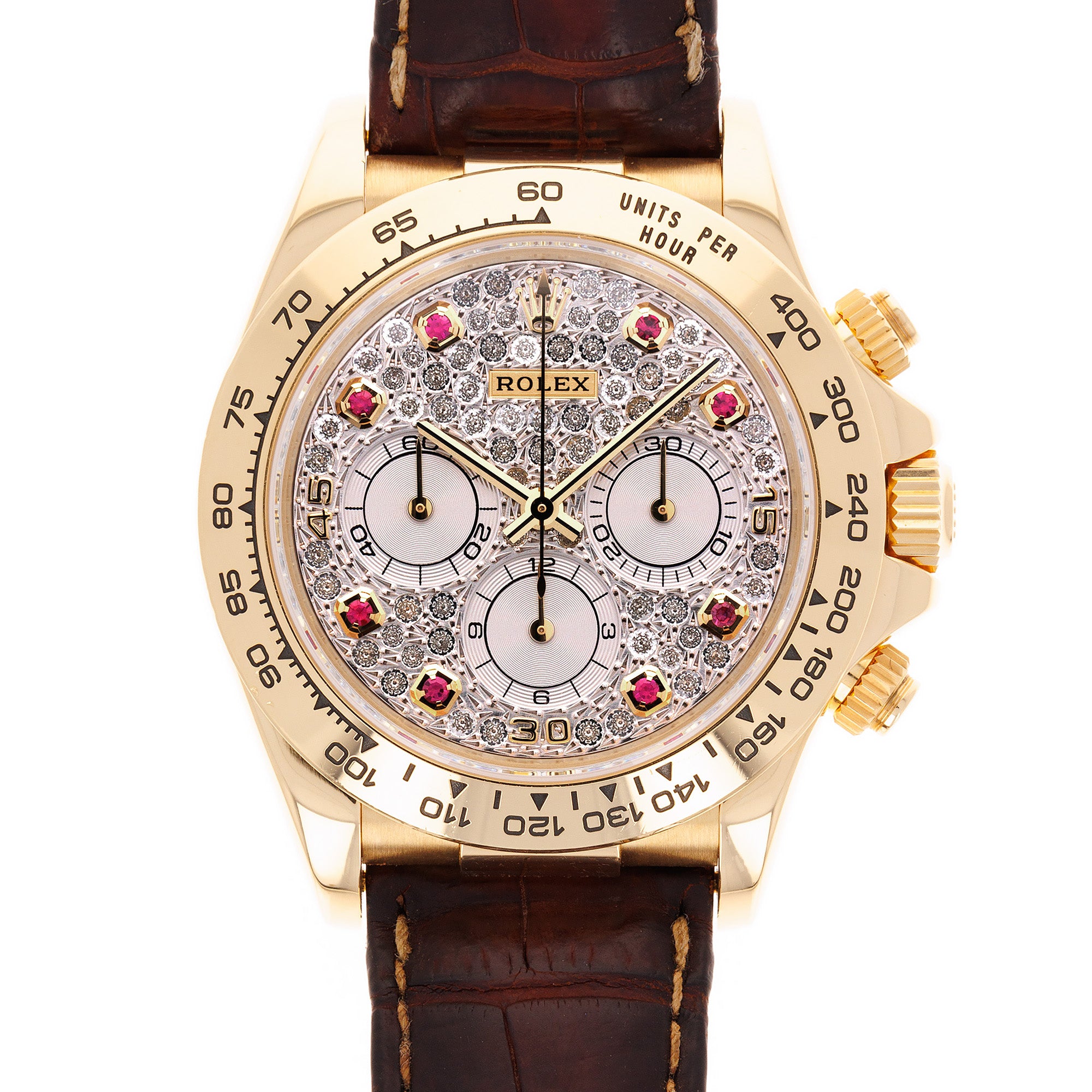 Rolex - Rolex Yellow Gold Zenith Daytona with Pave and Ruby Dial Ref. 16518 - The Keystone Watches