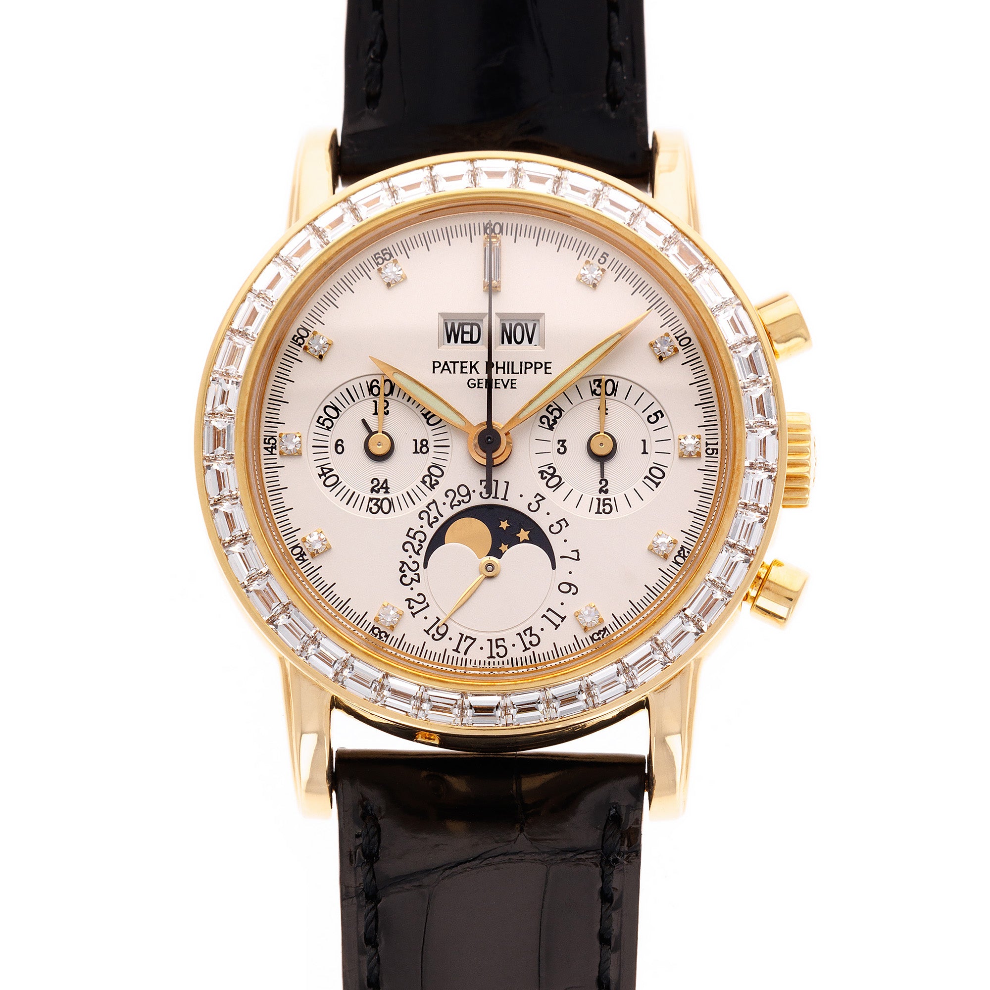 Patek Philippe Yellow Gold Perpetual Calendar Baguette Watch Ref. 3990