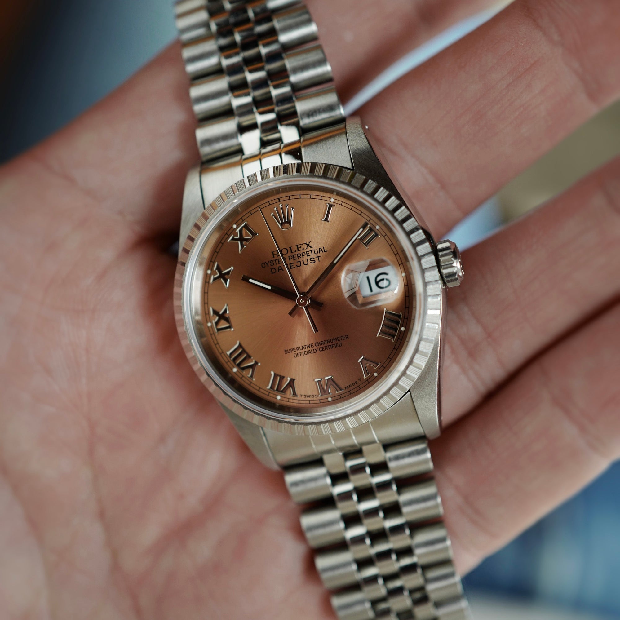 Rolex Steel Datejust Ref. 16220 with Salmon Dial