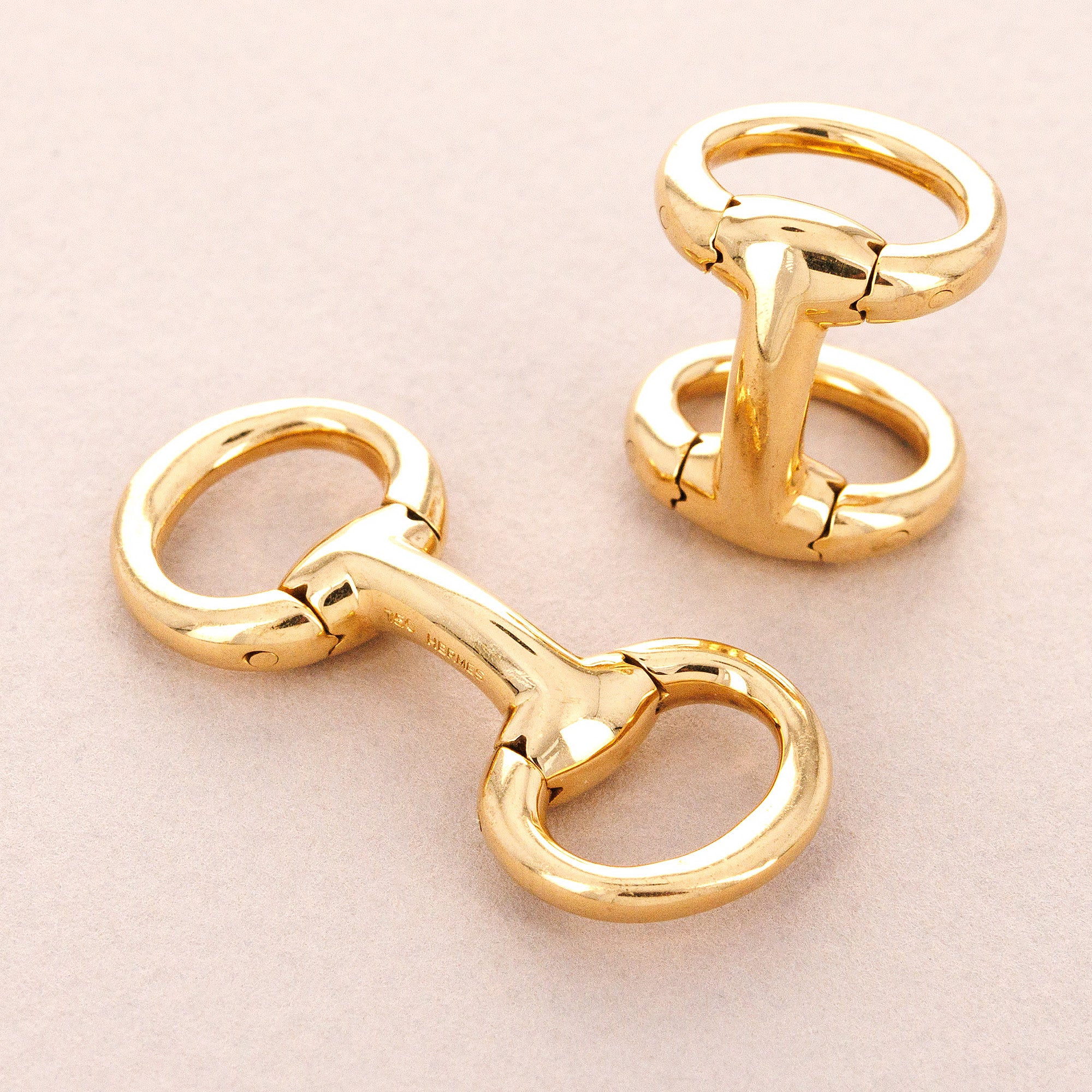 Hermes Yellow Gold Horse Bit Cufflinks (Objet)