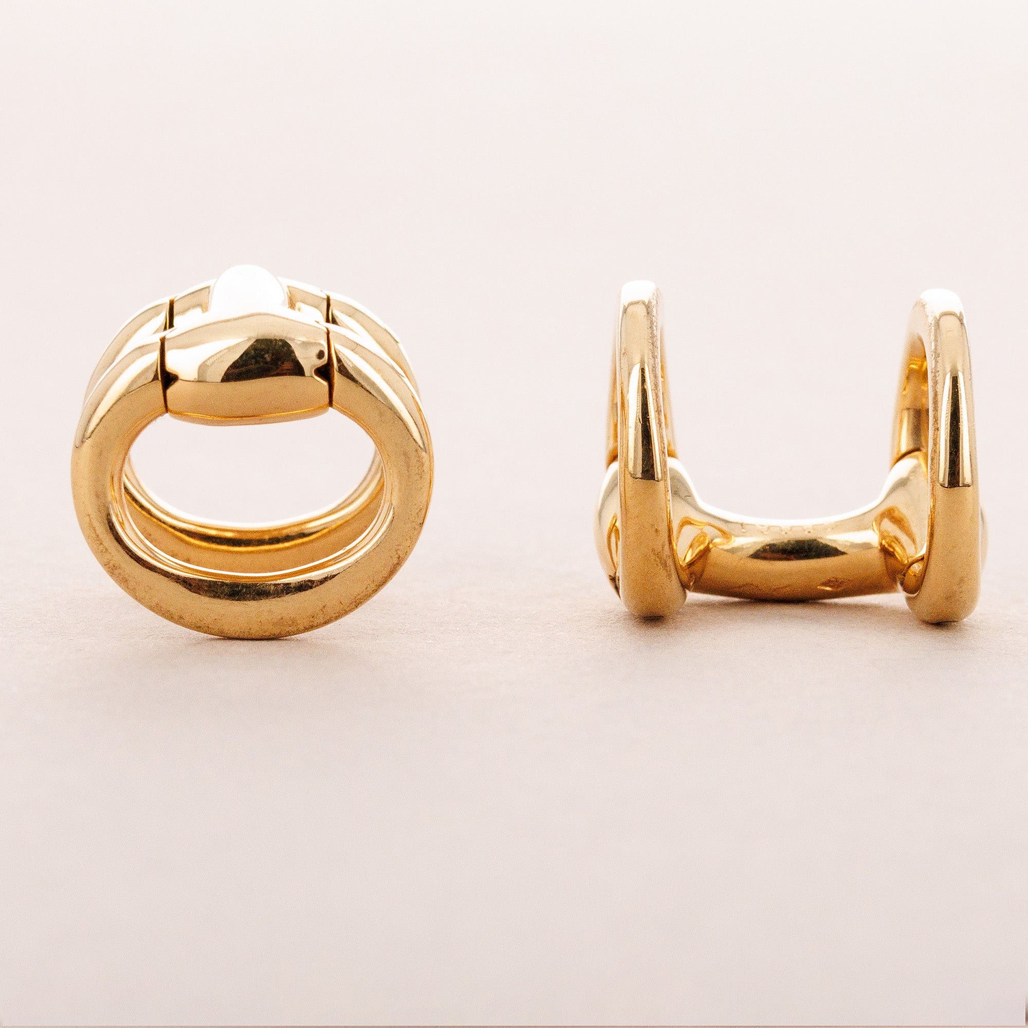 Hermes Yellow Gold Horse Bit Cufflinks (Objet)