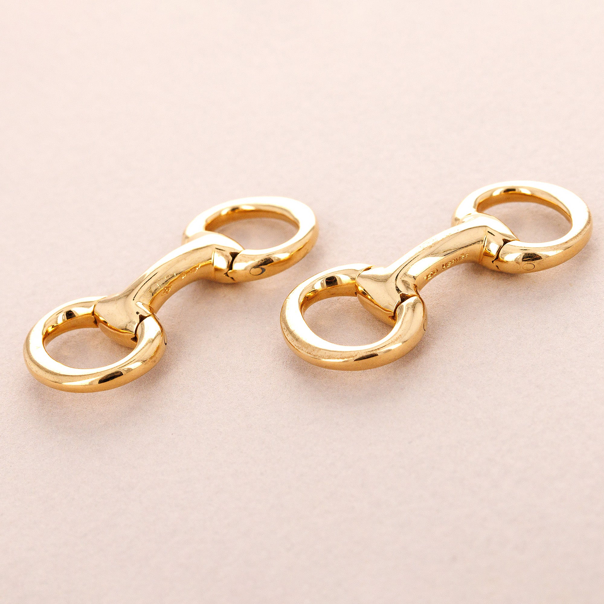 Hermes Yellow Gold Horse Bit Cufflinks (Objet)