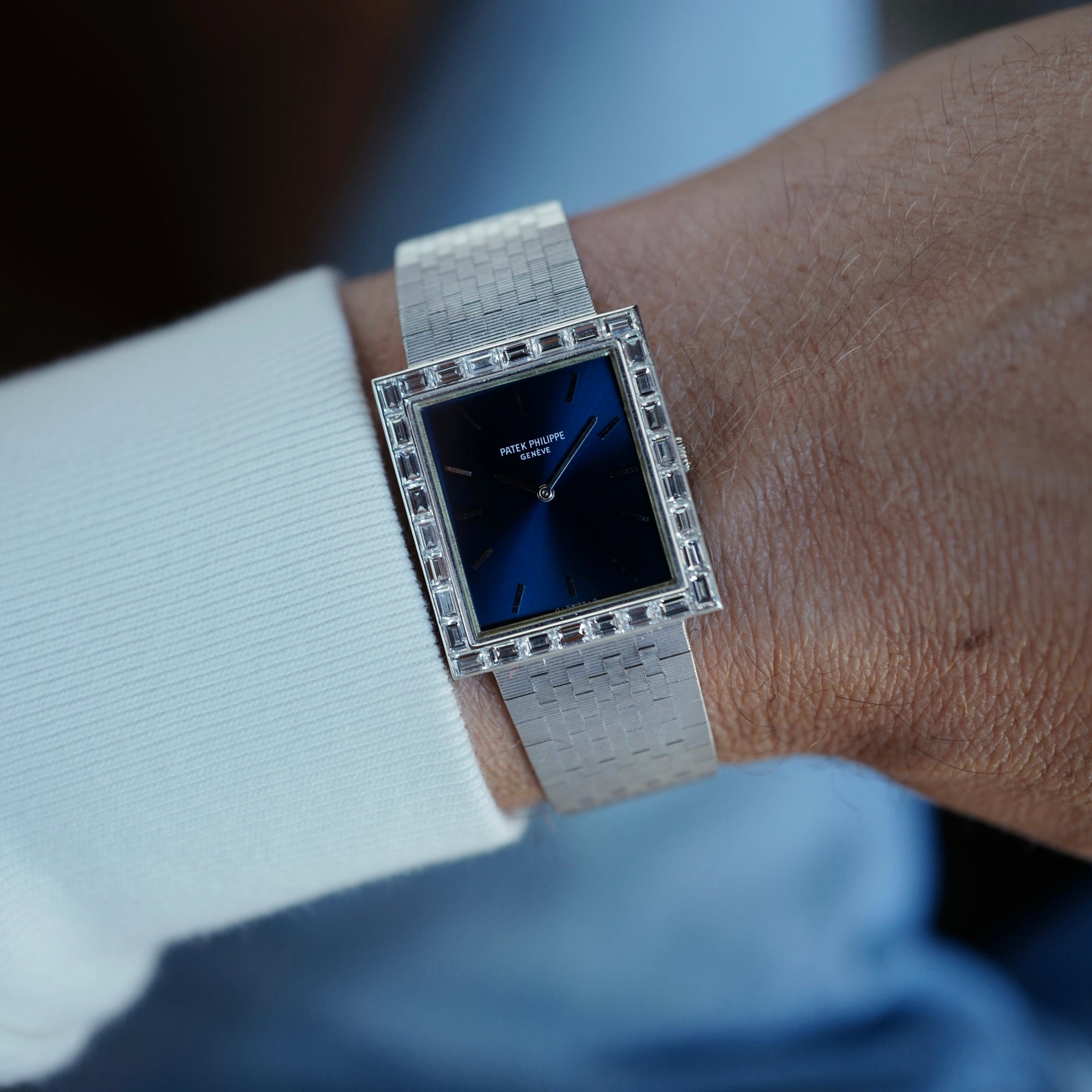 Patek Philippe White Gold Baguette Diamond Watch Ref. 3540
