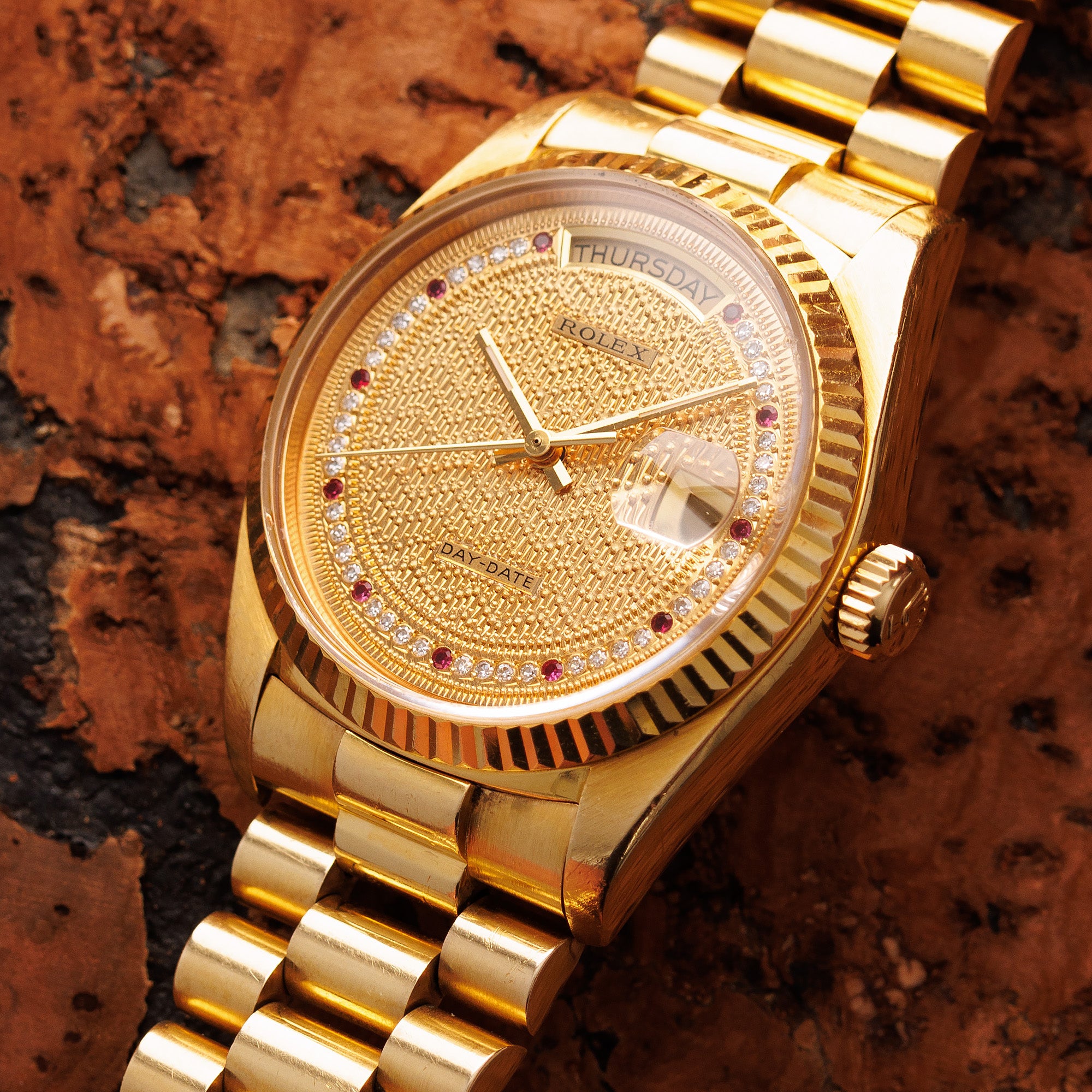 Rolex - Rolex Yellow Gold Day Date Ref. 18038 with Ruby Missoni Dial - The Keystone Watches