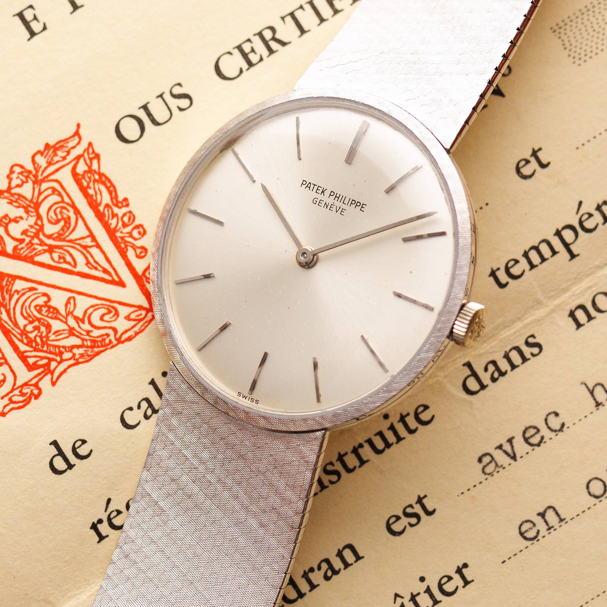 Patek Philippe - Patek Philippe White Gold Calatrava Ref. 3468 with Original Warranty - The Keystone Watches