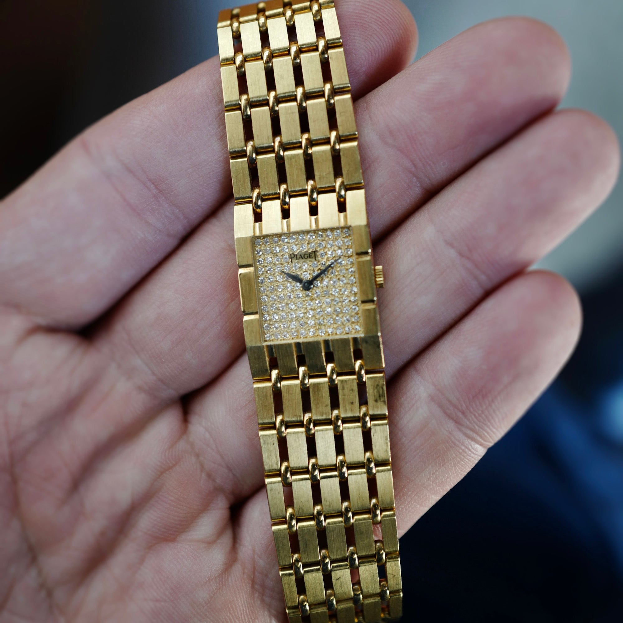 Piaget Yellow Gold Dancer Watch Ref. 9131 with Pave with Ruby Markers