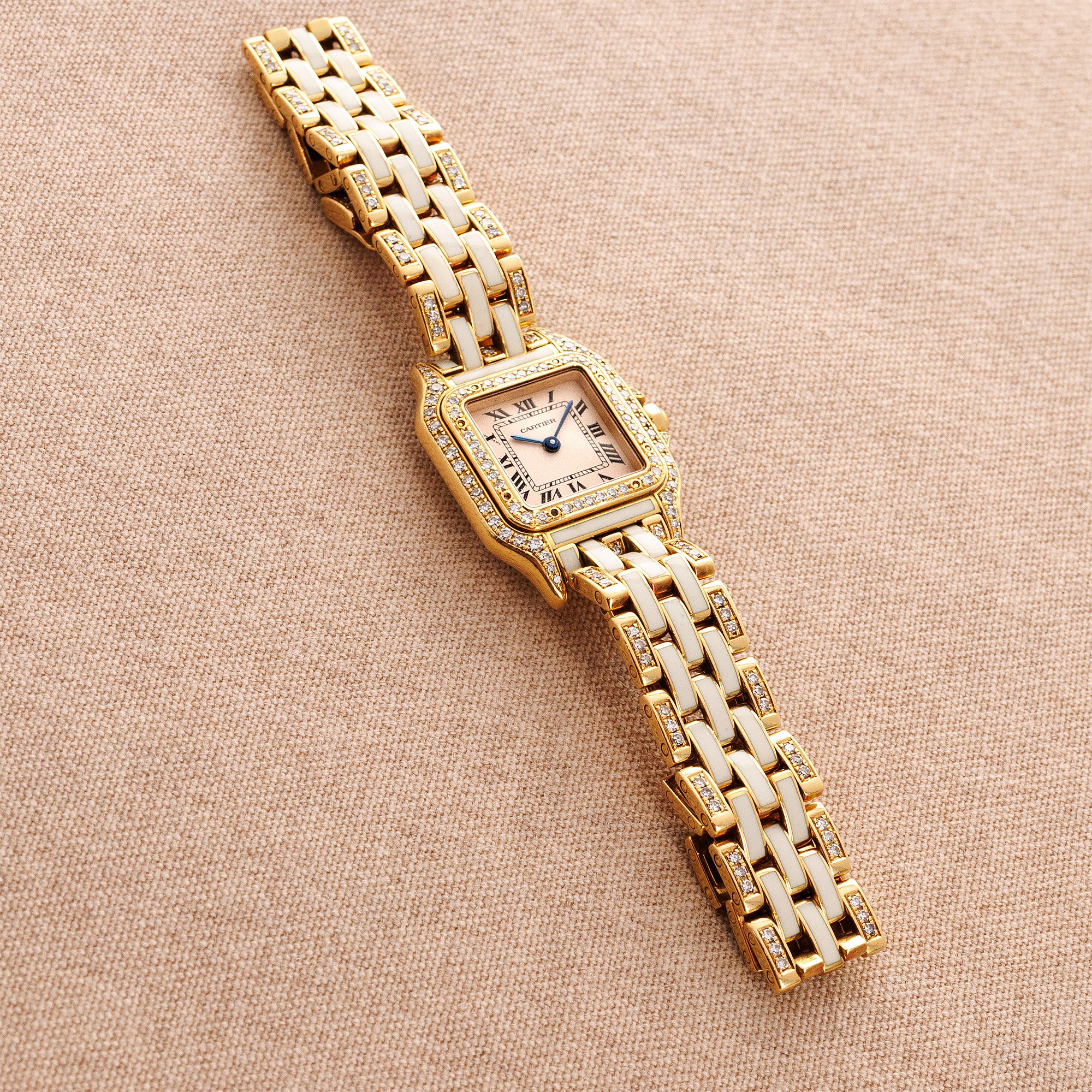 Cartier Yellow Gold Panthere Ref. 8057915 with White Enamel and Diamonds