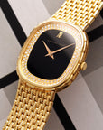 Audemars Piguet Yellow Gold Bracelet Watch with Onyx and Diamond Dial