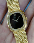 Audemars Piguet Yellow Gold Bracelet Watch with Onyx and Diamond Dial