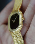 Audemars Piguet Yellow Gold Bracelet Watch with Onyx and Diamond Dial