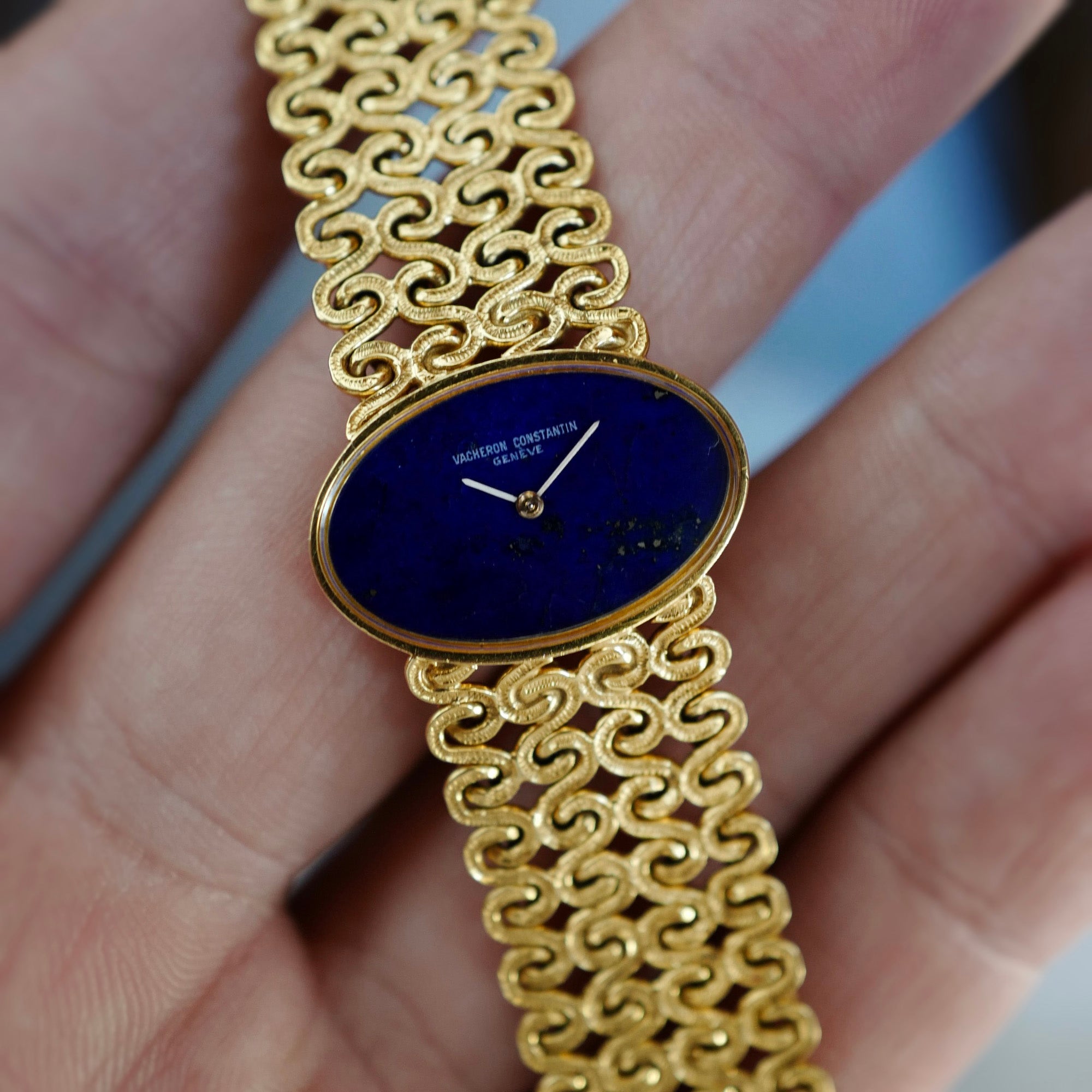 Vacheron Constantin Yellow Gold Bracelet Watch with Lapis Dial