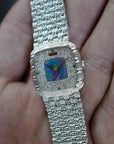 Piaget White Gold Bracelet Watch Ref. 9902 with Opal and Pave Diamond Dial