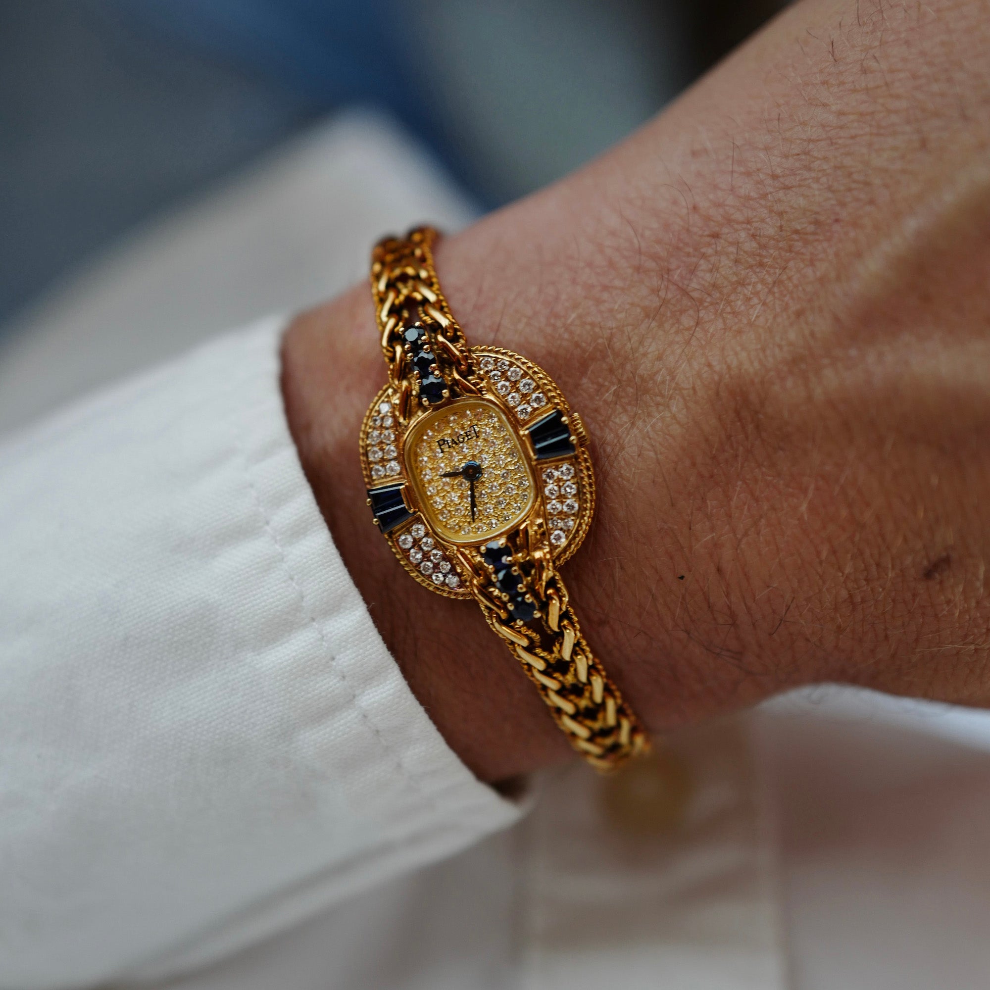 Piaget Yellow Gold Cocktail Rope Watch Ref. 89612 with Diamond and Sapphires