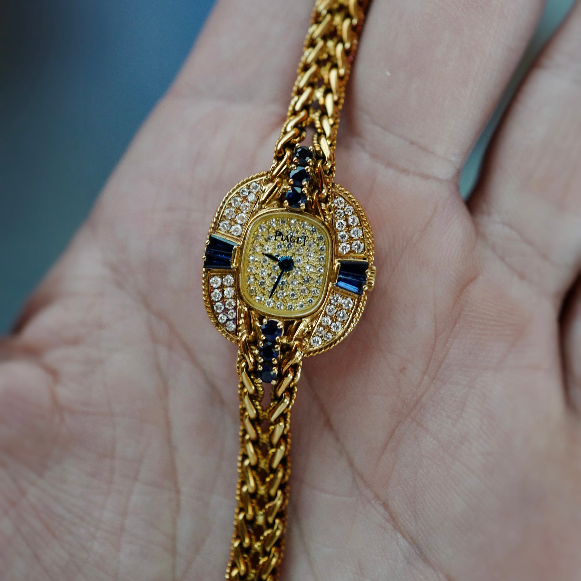 Piaget Yellow Gold Cocktail Rope Watch Ref. 89612 with Diamond and Sapphires