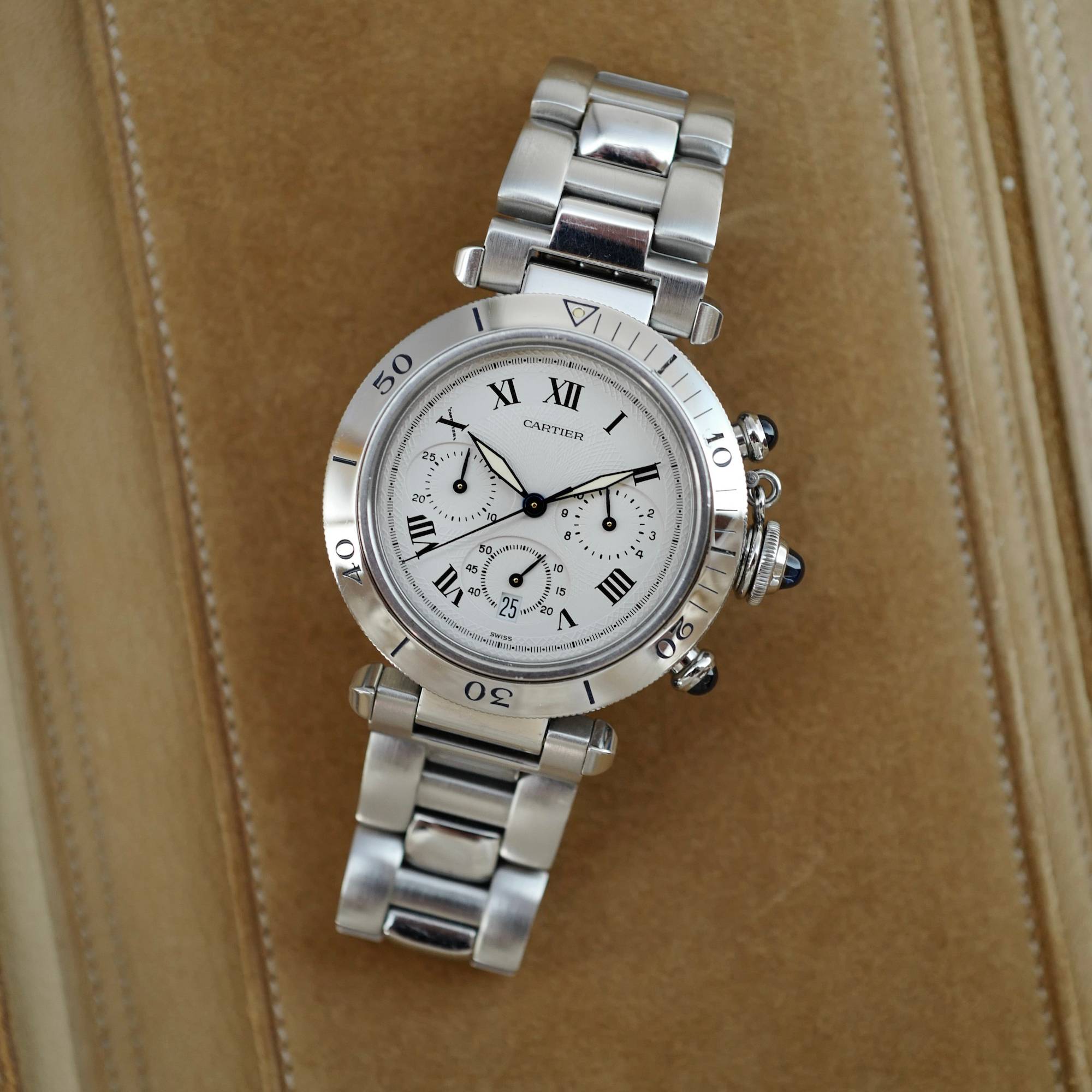 Cartier Steel Pasha Chronograph Ref. W31018H3 (New Arrival)