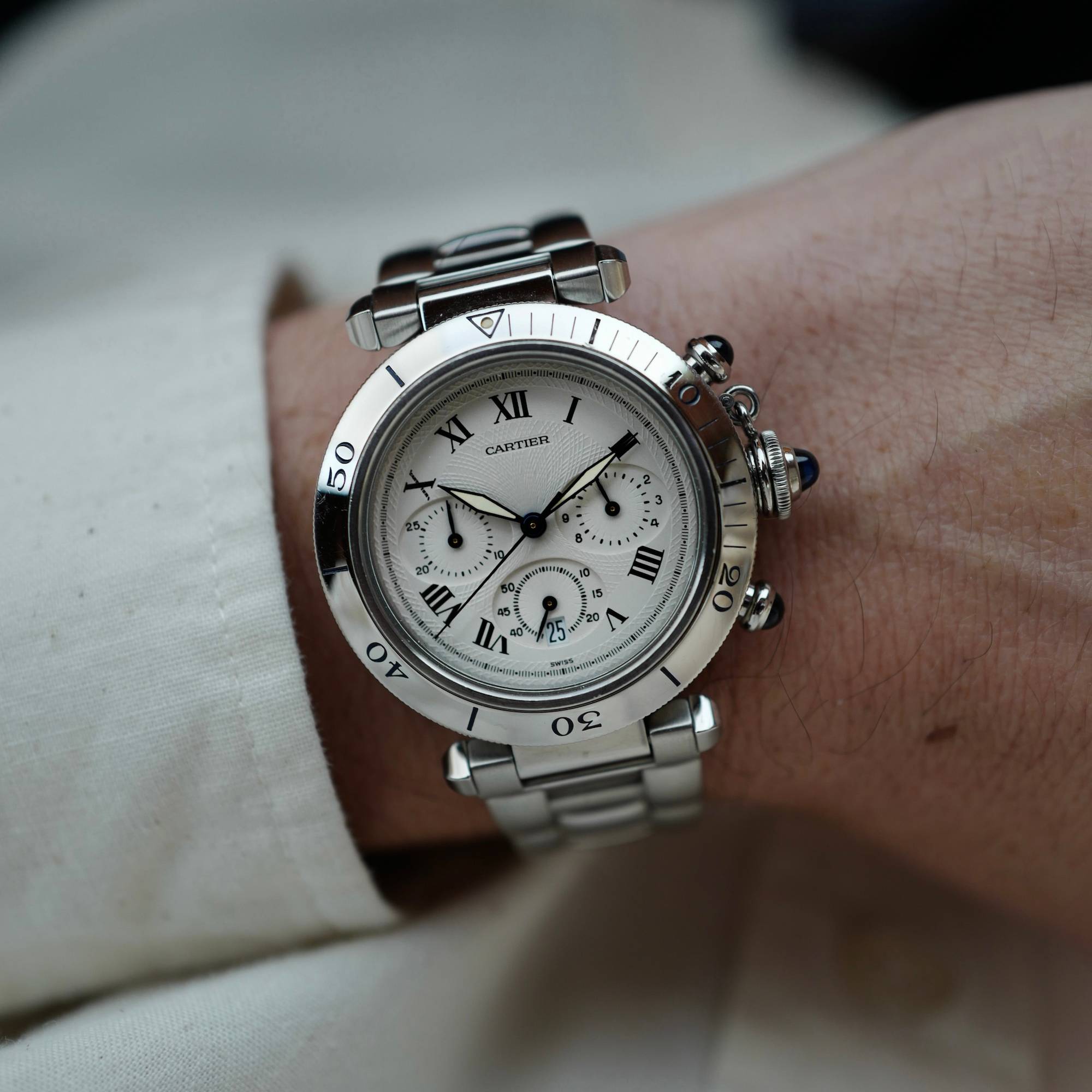 Cartier Steel Pasha Chronograph Ref. W31018H3 (New Arrival)