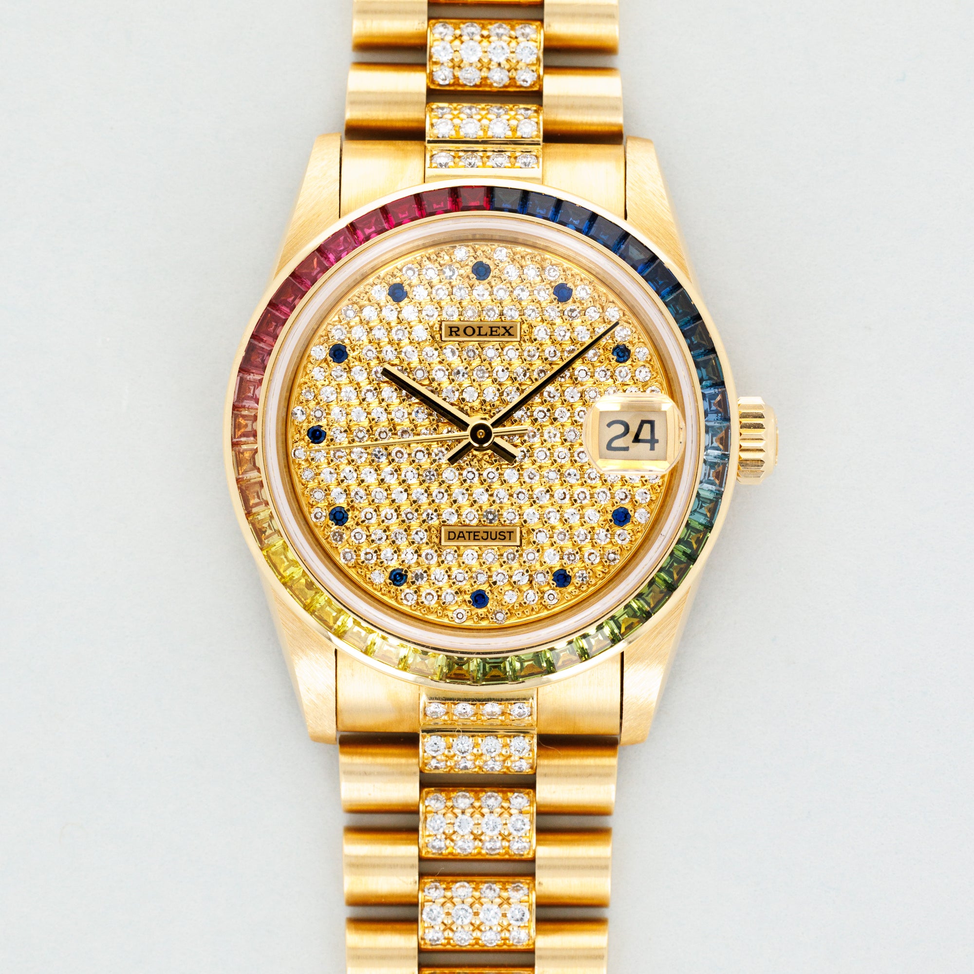 Rolex Yellow Gold Datejust Rainbow Watch Ref. 68058