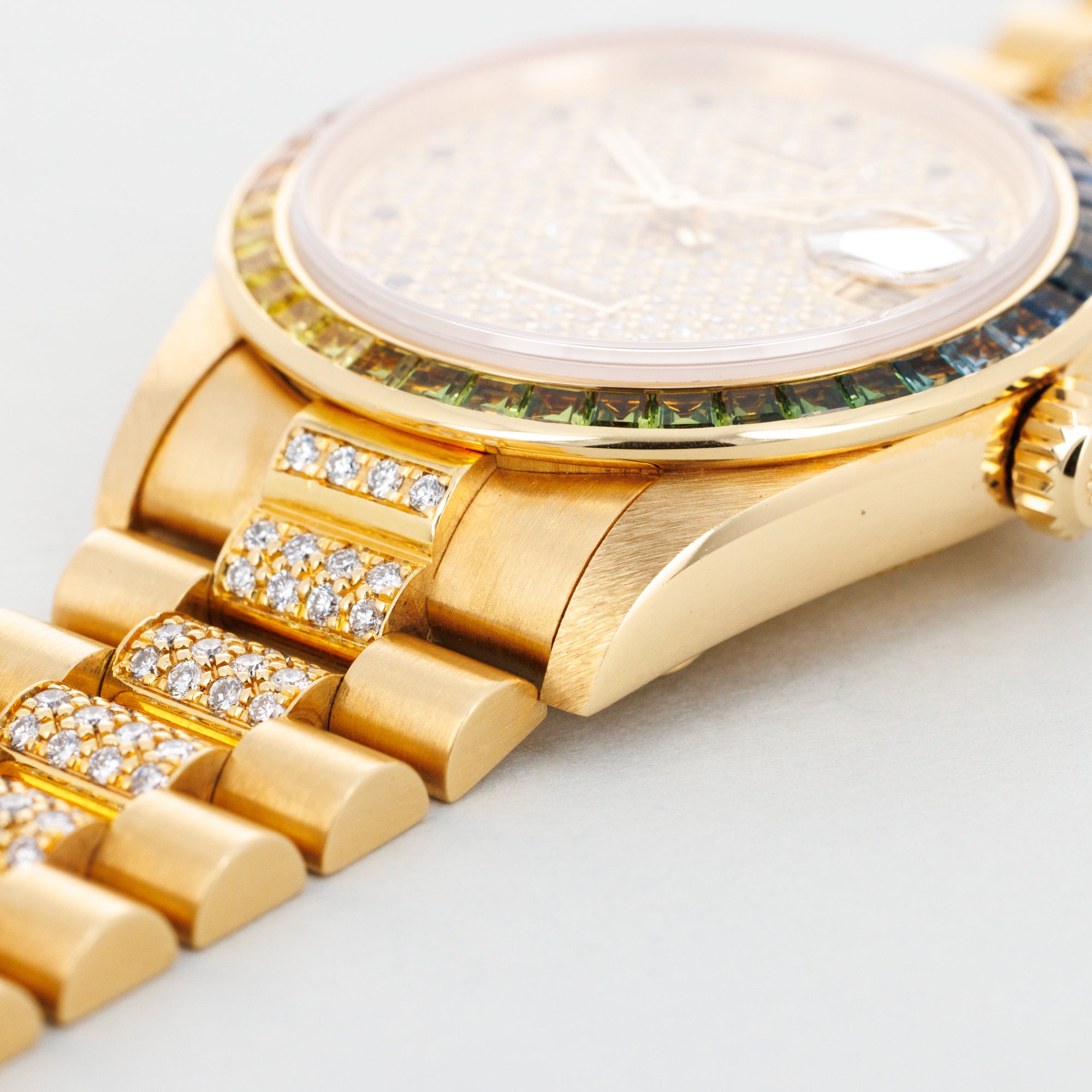 Rolex Yellow Gold Datejust Rainbow Watch Ref. 68058