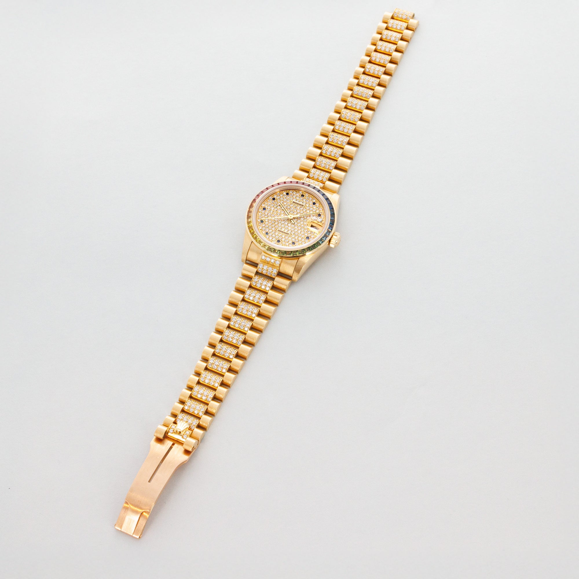 Rolex Yellow Gold Datejust Rainbow Watch Ref. 68058