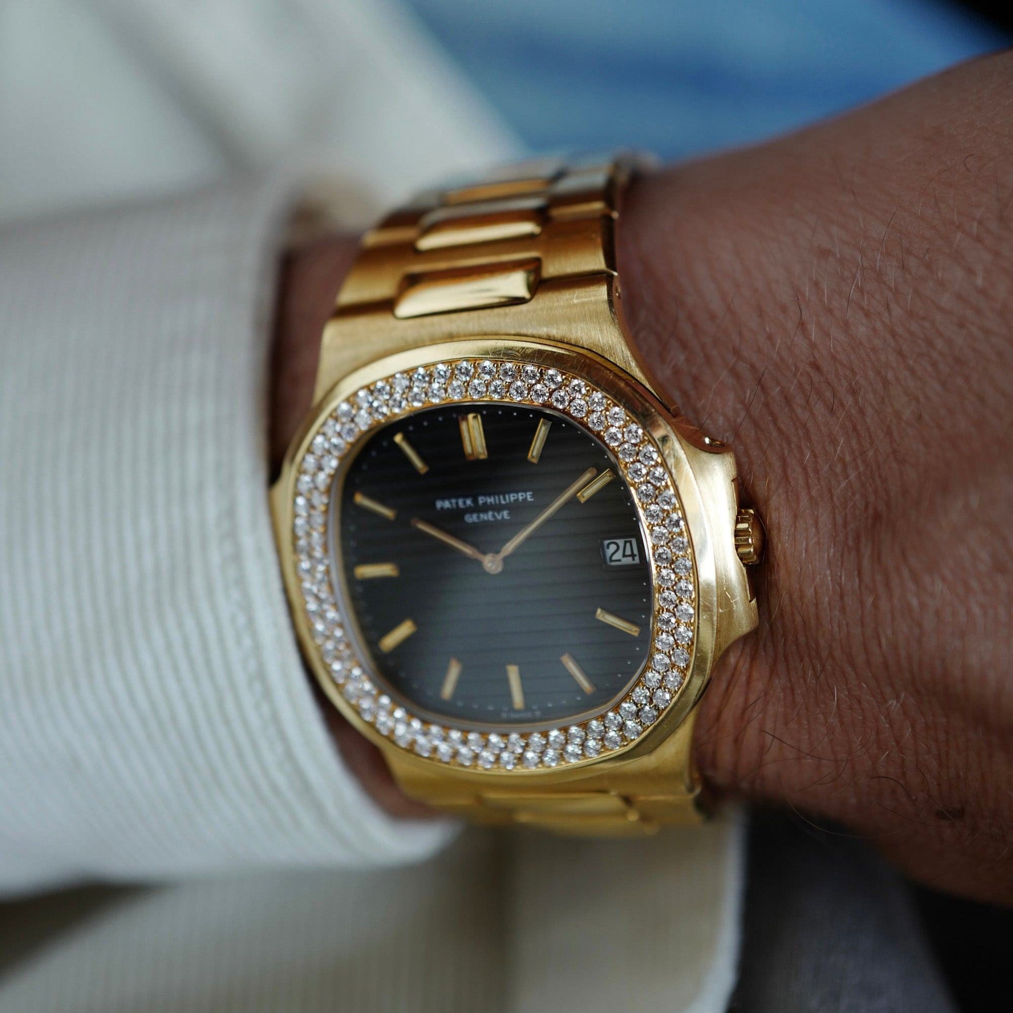 Patek Philippe - Patek Philippe Yellow Gold Nautilus Ref. 3700 with Diamond Bezel - The Keystone Watches