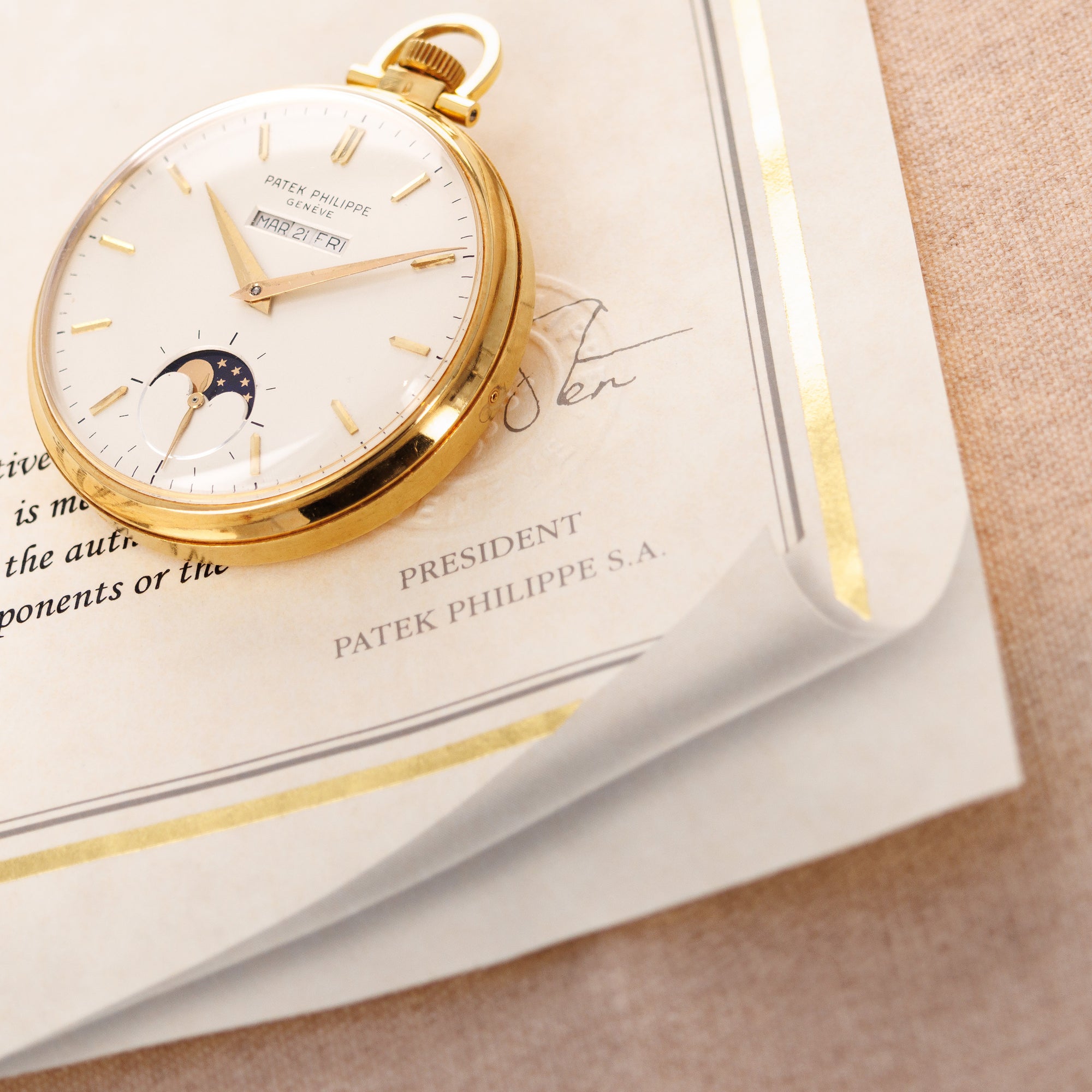 Patek Philippe Yellow Gold Perpetual Calendar Pocket Watch Ref. 725/2