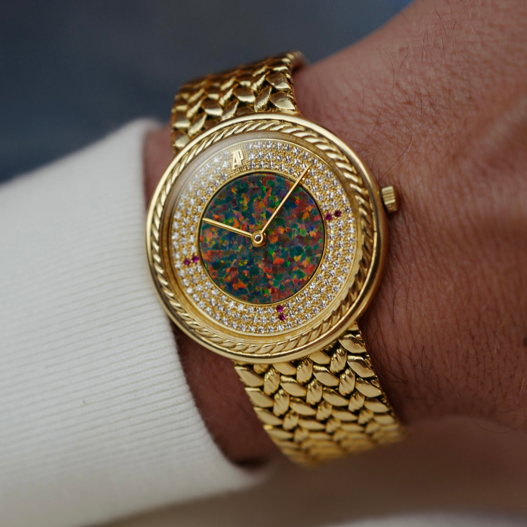 Audemars Piguet Yellow Gold Vintage Opal and Pave Watch