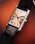 Cartier Platinum Tank Watch Ref. 1601 with Rare Salmon Dial, Edition of 70