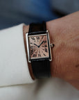 Cartier Platinum Tank Watch Ref. 1601 with Rare Salmon Dial, Edition of 70