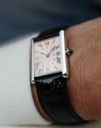 Cartier Platinum Tank Watch Ref. 1601 with Rare Salmon Dial, Edition of 70