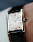 Cartier Platinum Tank Watch Ref. 1601 with Rare Salmon Dial, Edition of 70