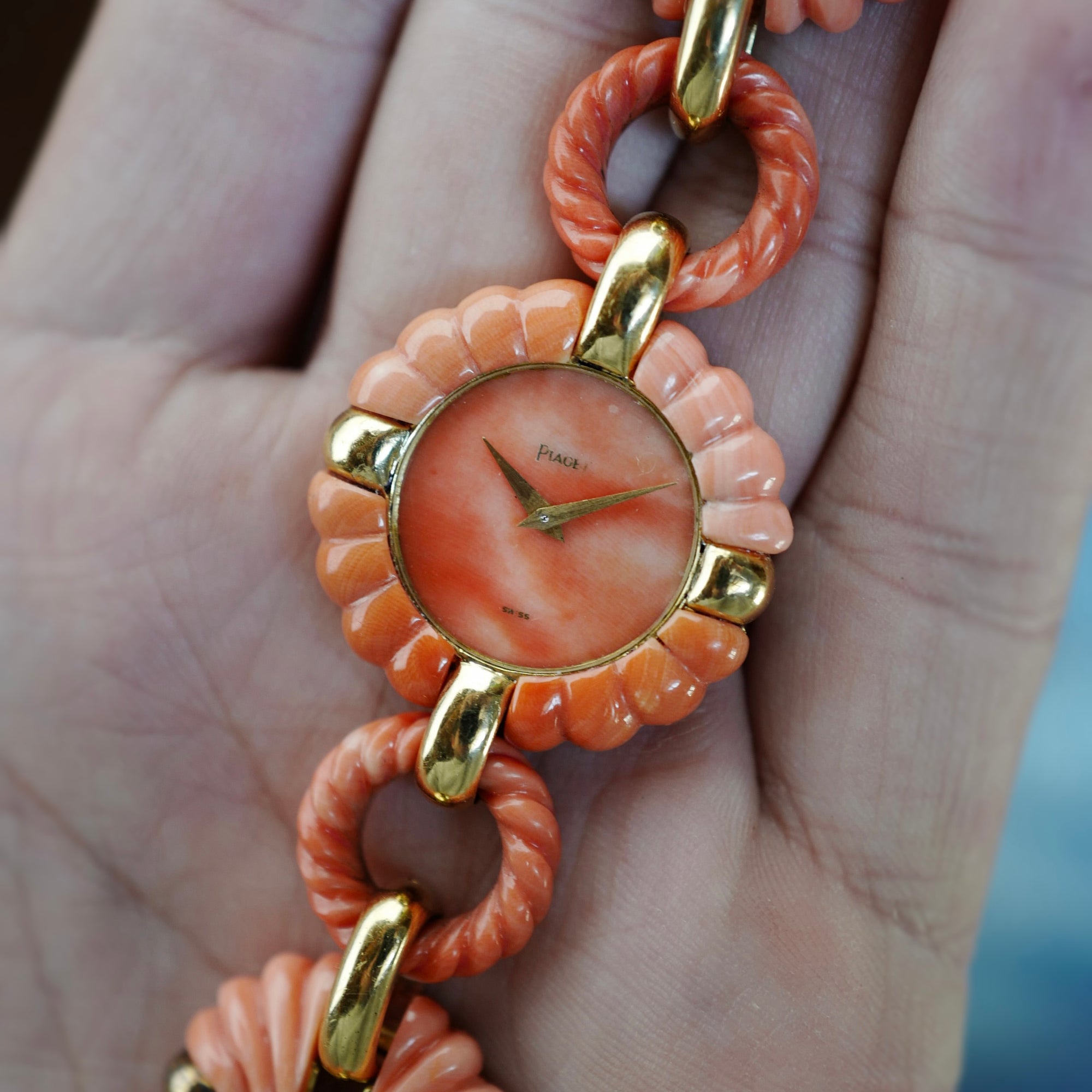 Piaget Yellow Gold Coral Watch by Andre Vassort Ref. 9921V89