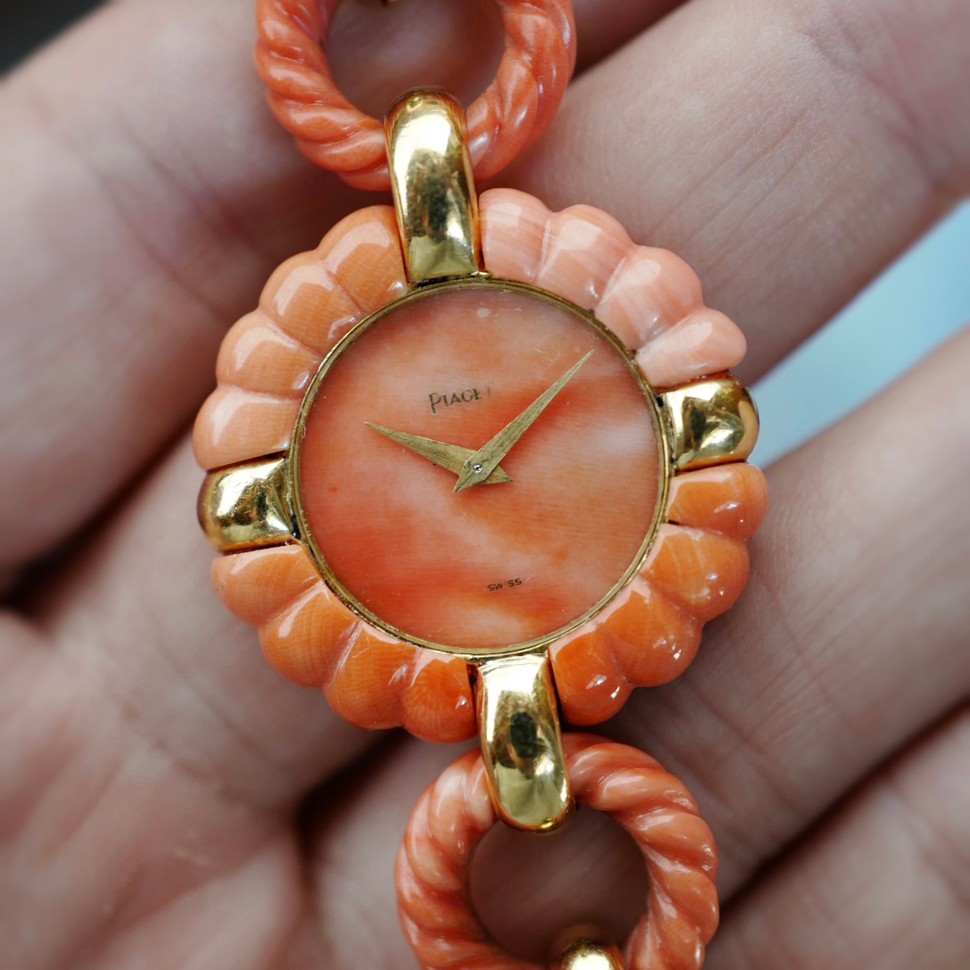 Piaget Yellow Gold Coral Watch by Andre Vassort Ref. 9921V89